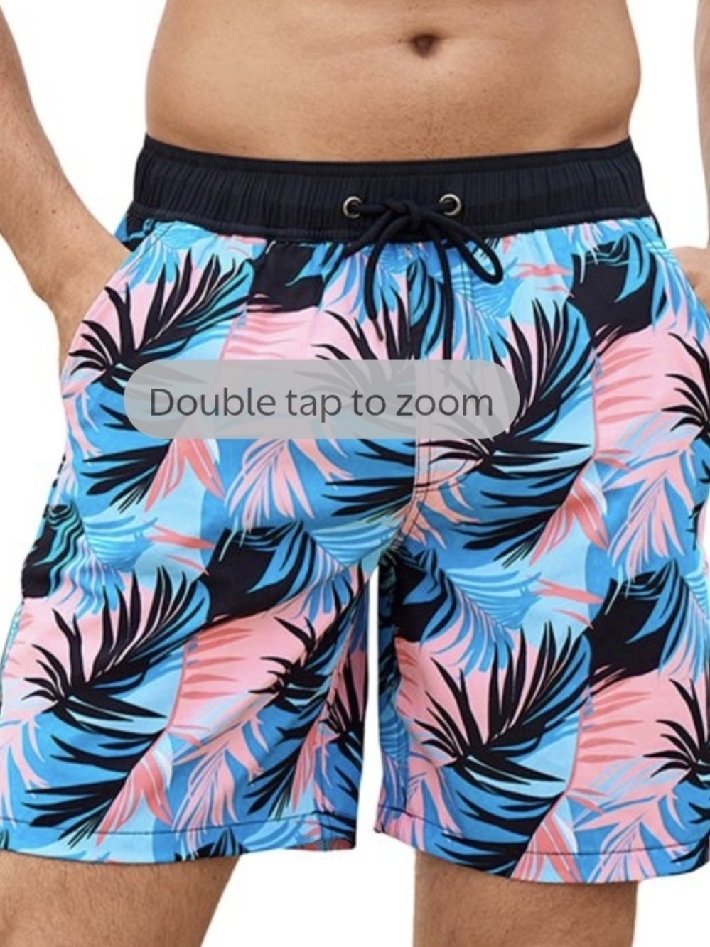Men's Tropical Print Swim Shorts - Blue & Pink